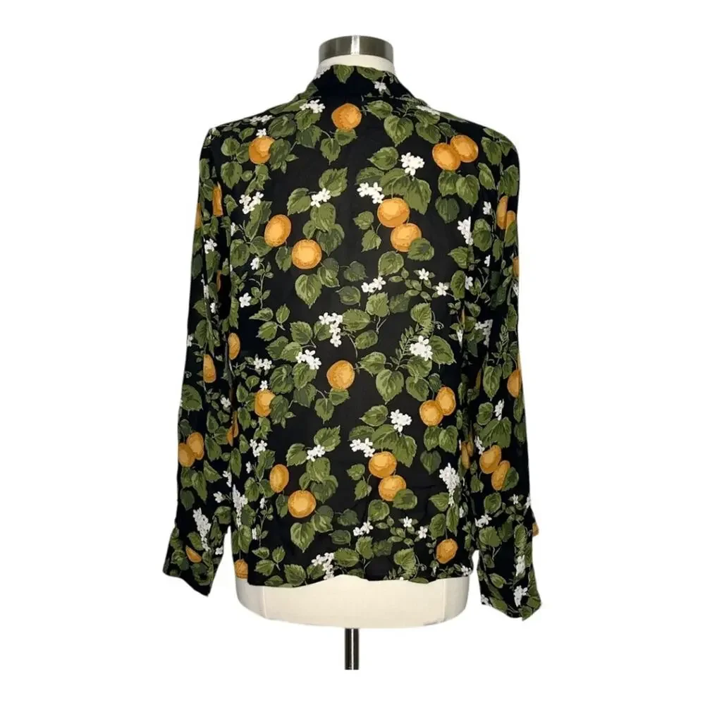 Reformation Violet Long Sleeve Button Front Blouse In Clementine Oranges Small - Picture 3 of 11